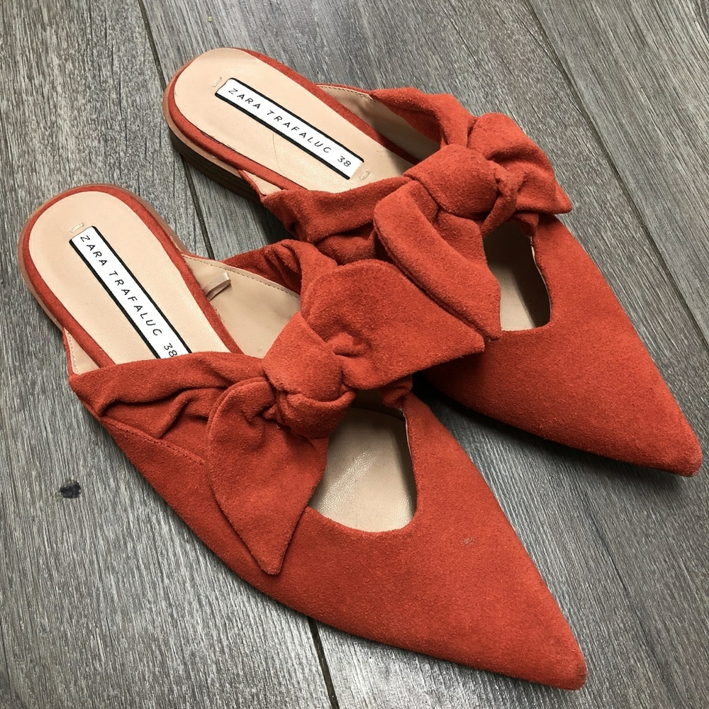 *NEW* Zara Trafaluc Leather Mule Flats